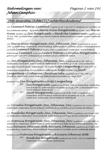 Nakomelingen van: Pagina 1 van 141 Jehan Camphin - Camphens