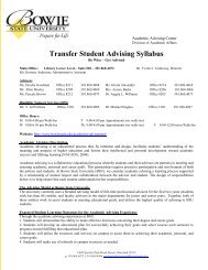 Transfer Student Advising Syllabus - Bowie State University