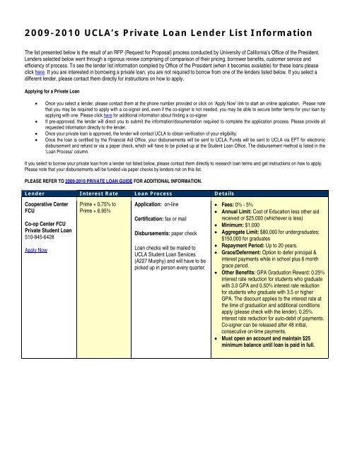 Applying For A Private Loan Ucla Financial Aid Office Applying For A Private Loan Ucla Financial Aid Office