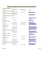 R&Q Commutations Rendez-Vous 2011 Delegate List