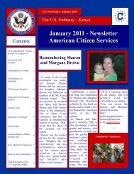 January 2011 - Newsletter American Citizen Services - Nairobi