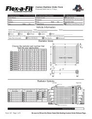 Custom Radiator Order Form - Motor State Distributing