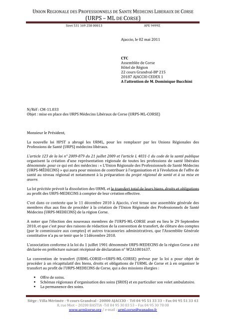 UNION REGIONALE DES PROFESSIONNELS ... - URPS-ML Corse