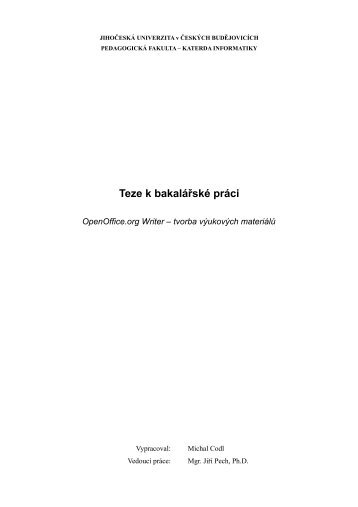 Teze k bakalářské práci - eAMOS - Jihočeská univerzita