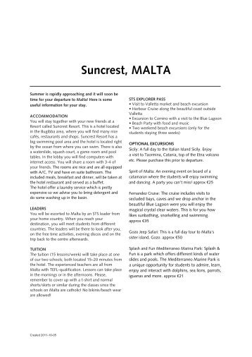 Suncrest, MALTA - STS