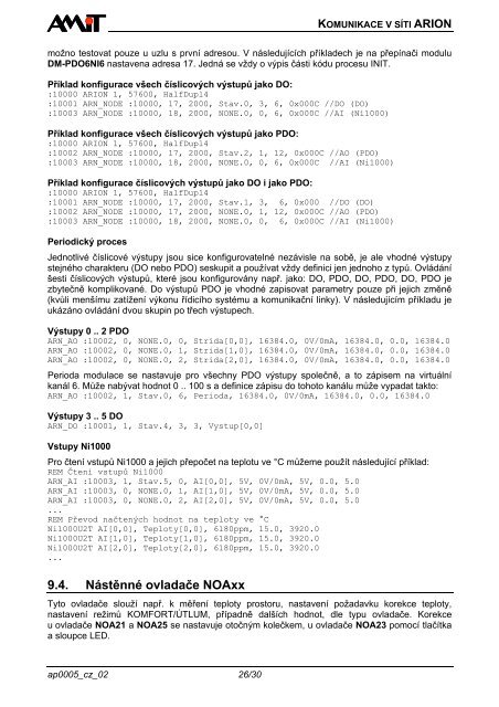 AP0005 - komunikace v sÃ­ti ARION - AMiT