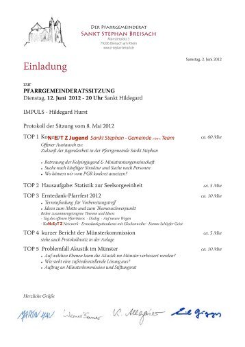 Einladung PGR Sitzung 12.06.2012 - Pfarrgemeinde Sankt Stephan ...
