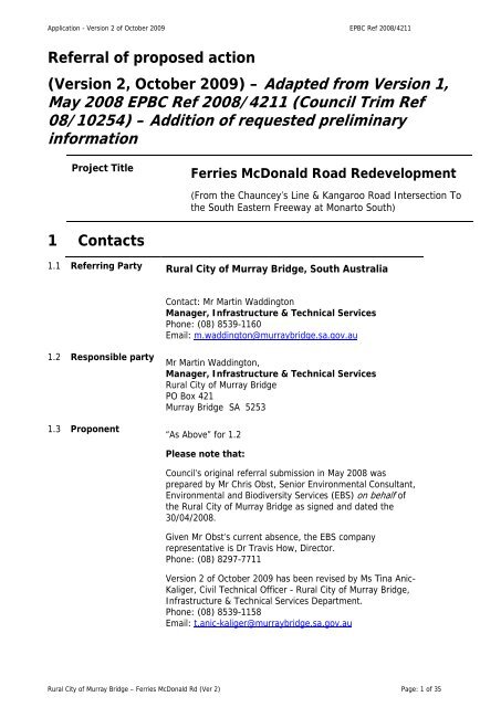 Referral of proposed action - Rural City of Murray Bridge - SA.Gov.au