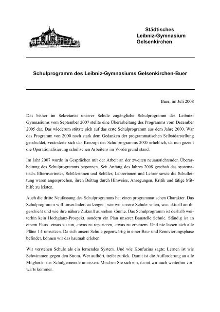 StÃ¤dtisches Leibniz-Gymnasium Gelsenkirchen Schulprogramm des ...