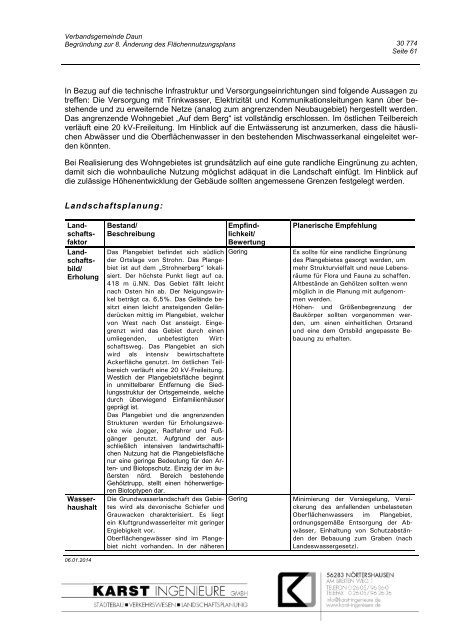 Begründung FNP Daun 8 Änderung §§ 3(1) - Verbandsgemeinde ...