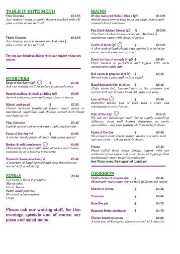 HOTE MENU Please ask our waiting staff, for this ... - The Queensgate