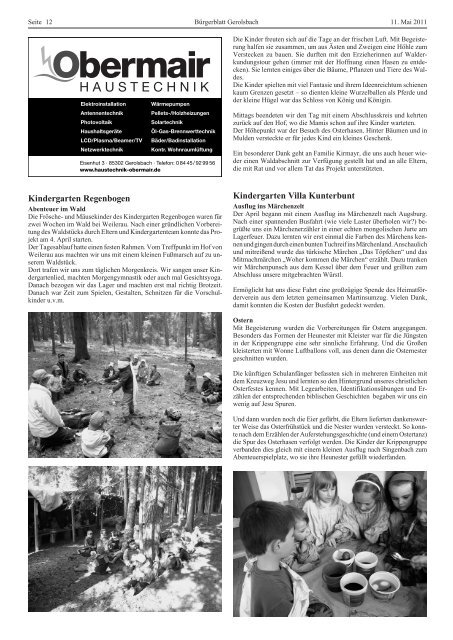 Bürgerblatt vom Mai 2011 - Neu!