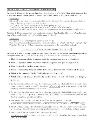 1 Problem 1. Consider the vector function r(t) = Ã£Â€Âˆsintcost,cos 2 t,sint ...