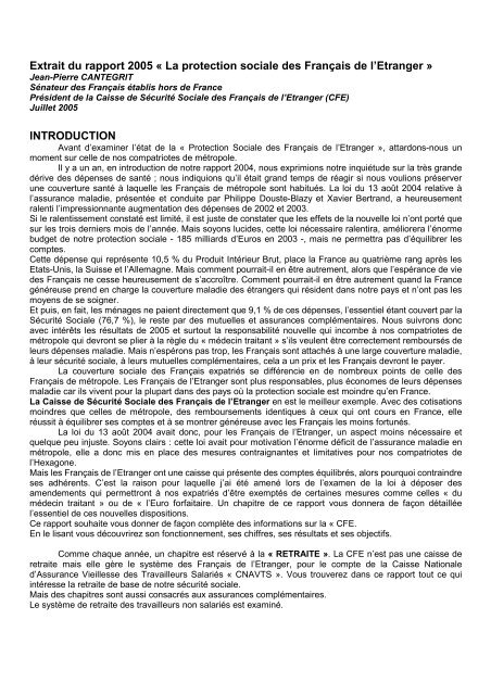 Extrait du rapport 2005 Â« La protection sociale des FranÃ§ais de l ...