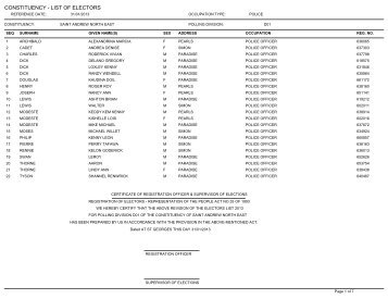 CONSTITUENCY - LIST OF ELECTORS