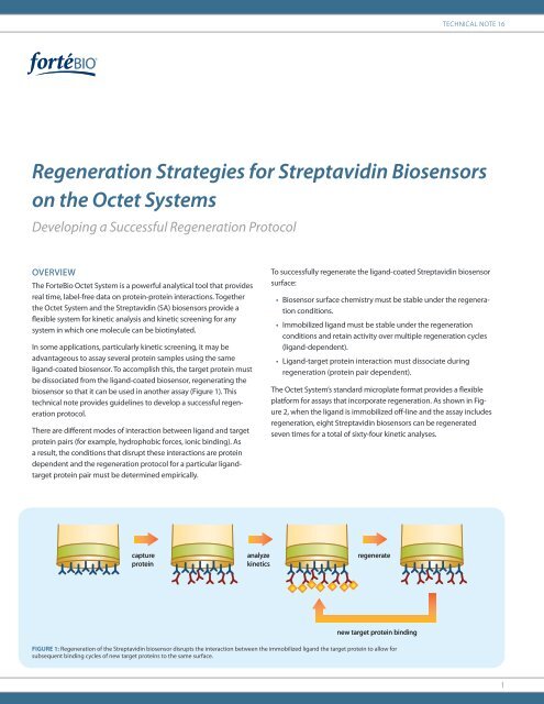 Regeneration Strategies for Streptavidin Biosensors on ... - ForteBio