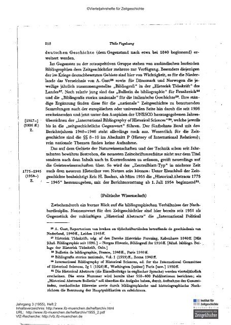 Vierteljahrshefte für Zeitgeschichte - Institut für Zeitgeschichte