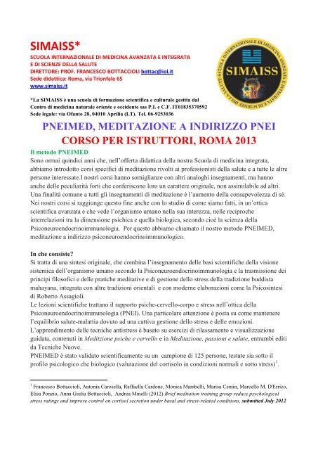 Corsi di formazione per istruttori di meditazione - simaiss