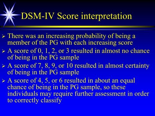 Diagnosis of Pathological Gambling: Comparison of DSM-IV and the ...