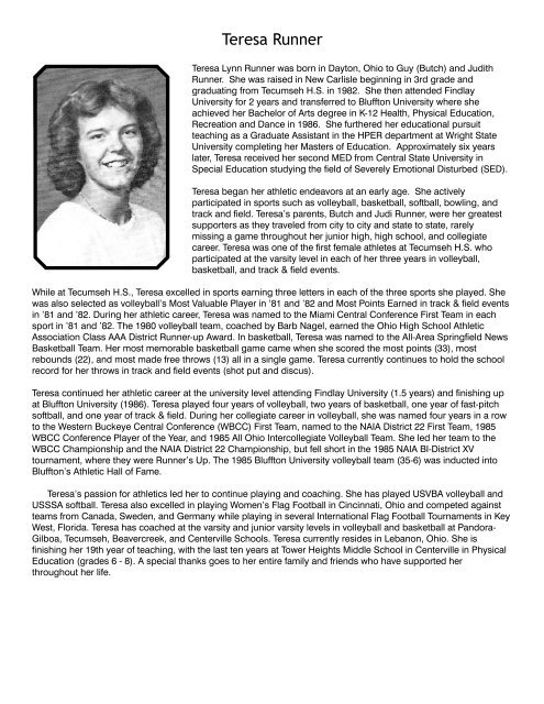 2010 Inductees Bios - Tecumseh Local Schools