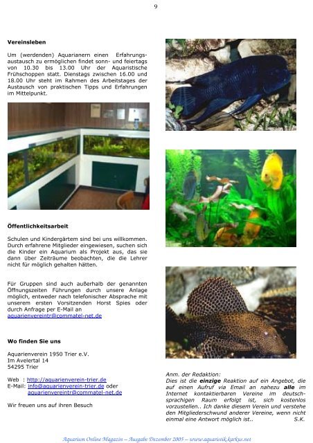 Online Aquarium-Magazin kostenlos und unabhängig!