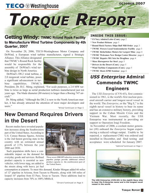 Torque Report - TECO-Westinghouse Motor Company