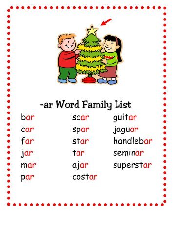 -ar Word Family List - Word Way
