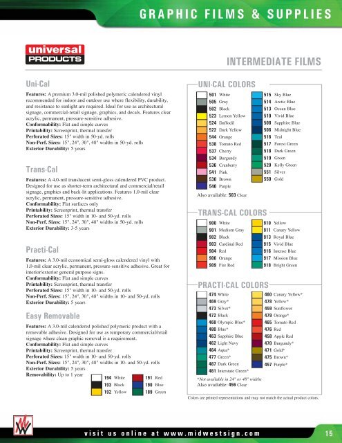 graphic films & supplies - Midwest Sign & Screen Printing Supply