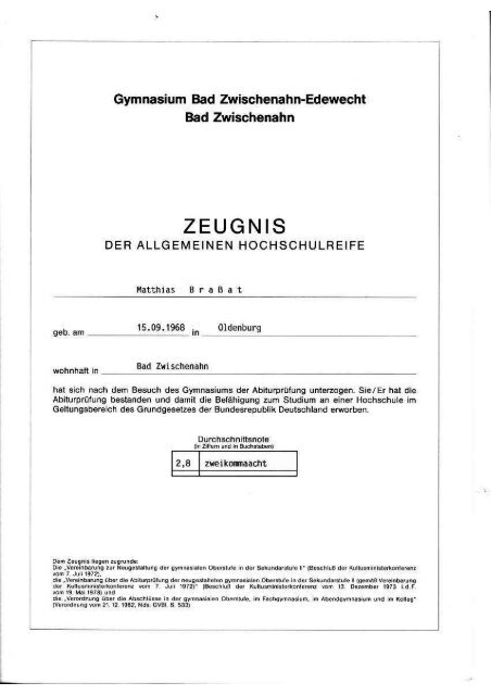 ZEUGNIS ZEUGNIS