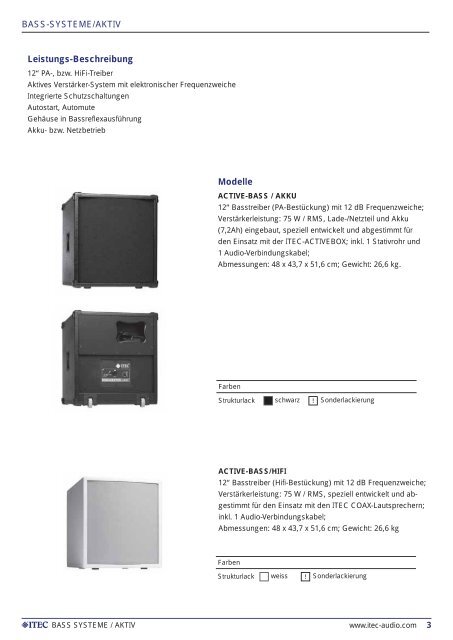 BASS-SYSTEME/AKTIV LAUTSPRECHERSYSTEME - Itec