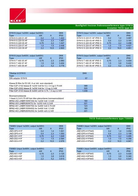 Prisliste El & Automation 2010/2011