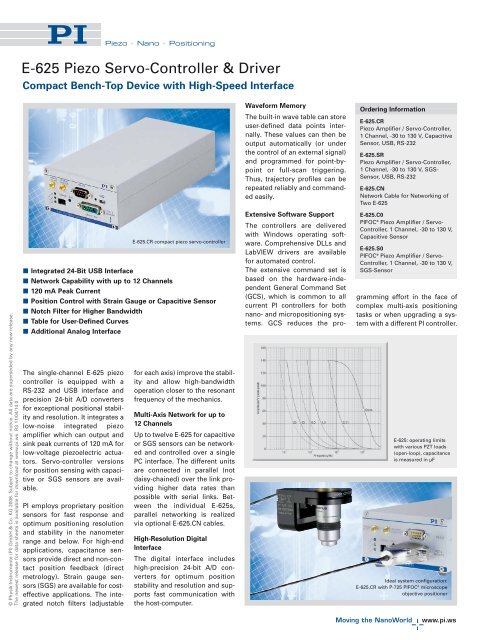 E-625 Piezo Servo-Controller & Driver - PZT & Piezo Actuators: Sub ...