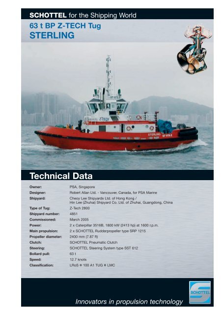 63 t BP Z-TECH Tug STERLING Technical Data - Schottel