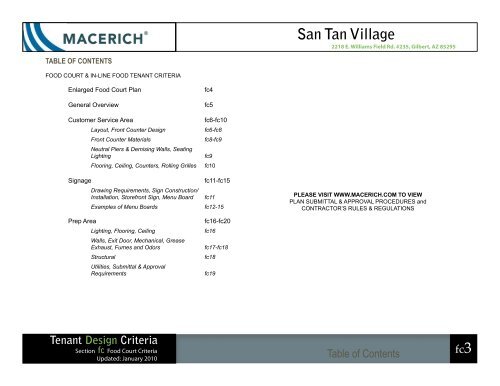 San Tan Village Food Court Criteria - Macerich