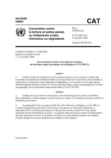 Convention contre la torture et autres peines ou traitements cruels ...