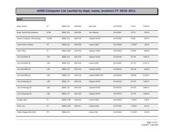 AHSS Computer List (sorted by dept, name, location) FY 2010-2011