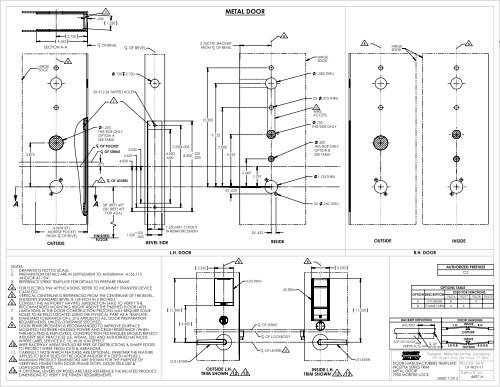 IN100 7900 Mortise Lock Door Manufacturers Template