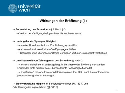 Folien Block V (Insolvenzrecht) - Mag. Posani