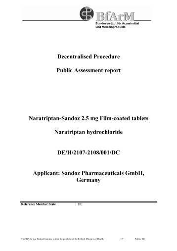Decentralised Procedure Public Assessment report Naratriptan ...
