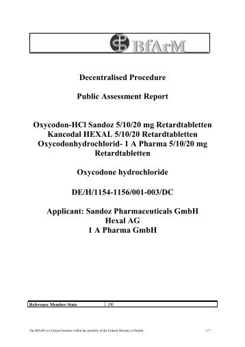 Decentralised Procedure Public Assessment Report Oxycodon-HCl ...