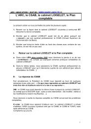 L'ARC, le CSAB, le cabinet LOISELET, le Plan comptable - Unarc