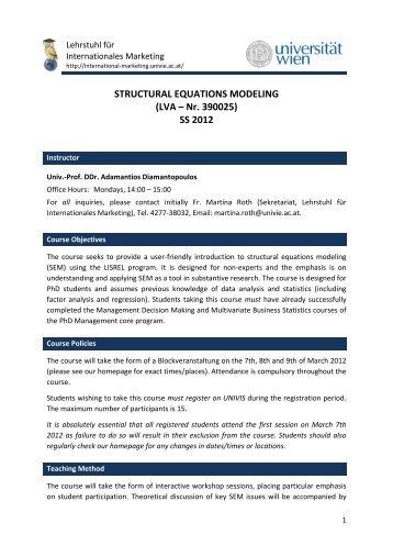 STRUCTURAL EQUATIONS MODELING - Chair of International ...