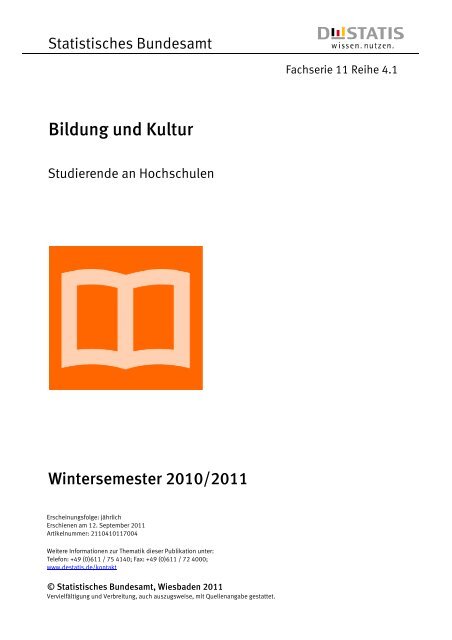 Studierende an Hochschulen - Fachserie 11 Reihe 4.1 ... - West