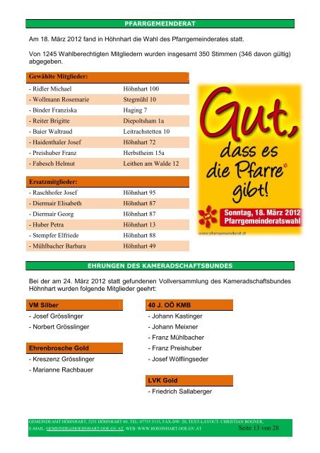 informationen für alle gemeindebürger ausgabe 1/2012 - Höhnhart