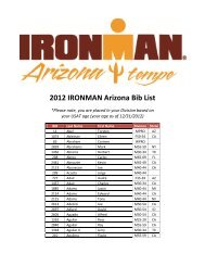 2012 IRONMAN Arizona Bib List