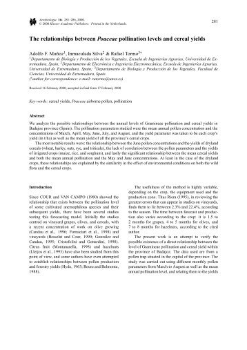 The relationships between Poaceae pollination levels and cereal ...