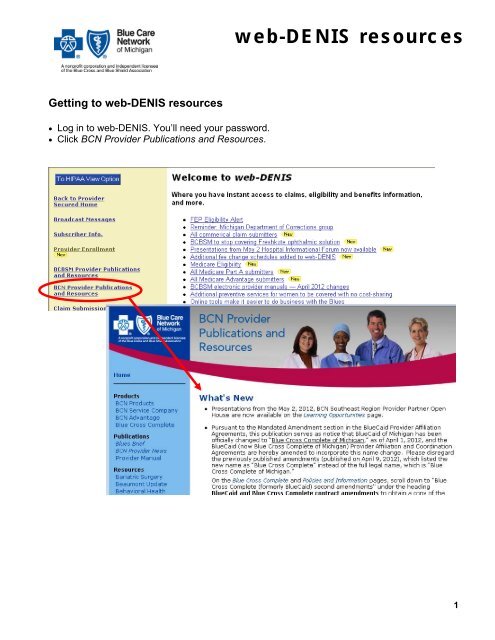 web-DENIS resources BCN - e-Referral - Blue Cross Blue Shield of ...