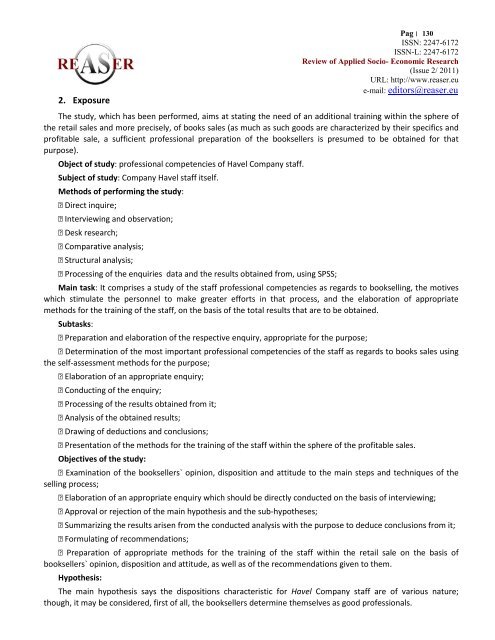 Volume 2, ISSUE2/2011 - Review of Applied Socio-Economic ...