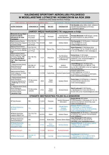 kalendarz sportowy aeroklubu polskiego w ... - Lotnicza Polska