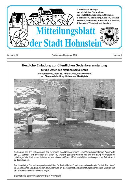 Mitteilungsblatt der Stadt Hohnstein